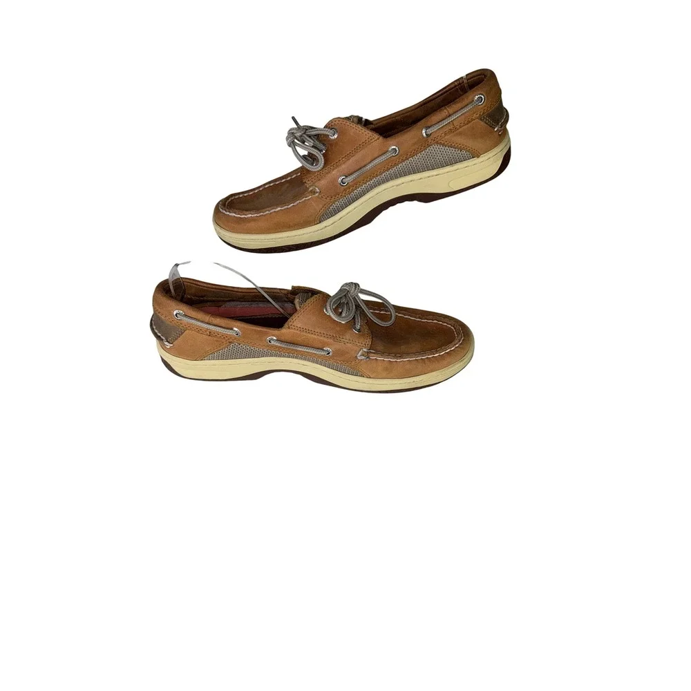 Sperry Top-Sider‎ Billfish Tan Leather Mesh Boat Shoes Mens Loafers Brown 11M